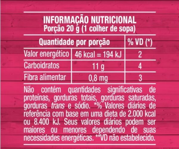 tabela nutricinal goiabada