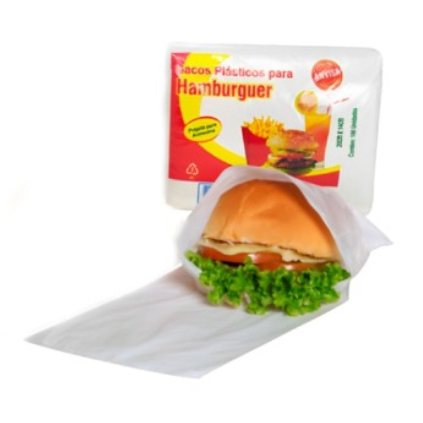 Saco Plástico para Hambúrguer 20x14cm 100uni