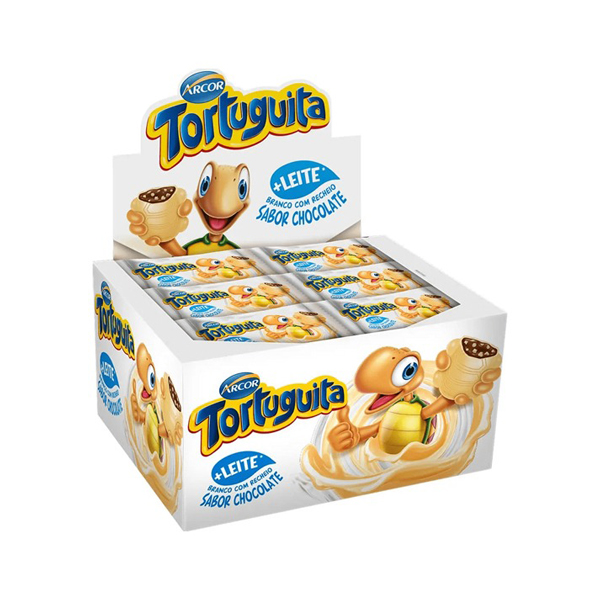 Caixa de Chocolate Branco Com Recheio Sabor Chocolate Tortuguita