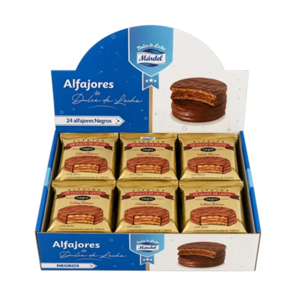 Caixa de Alfajor de Doce de Leite Coberto com Chocolate Mardel