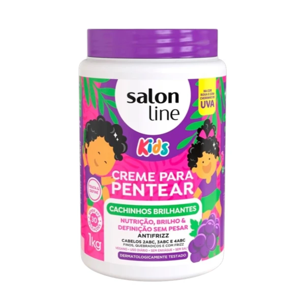 Creme Pentear Kids Uva Cachinhos Brilhantes Salon Line